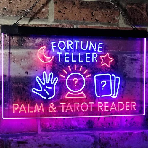 Psychic Fortune Tarot Reader Dual LED Neon Light Sign